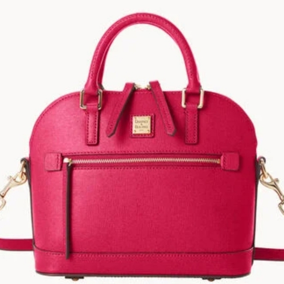 Dooney & Bourke Pink Domed Satchel with Gold Accents. - Picture 1 of 11